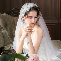 2019 New hair hoop tour Pearl Republic of China Vintage Bride wedding veil veiled yarn short wedding photo props