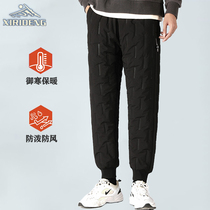 Cotton pants men wear middle-aged and elderly outdoor black bunches high waist thick casual wind and cold warm pants