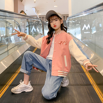 Girls Baseball Clothing 2021 New Children Childrens Western Style Autumn Jacket Girl Jacket Jacket Spring and Autumn Childrens Clothing
