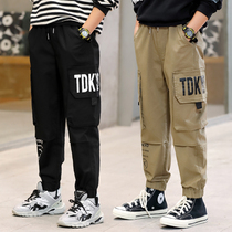 Boys overalls spring and autumn 2021 New 12 childrens clothing trousers casual pants autumn winter big boy plus Velvet