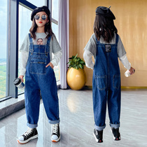 Girl Back Belt Pants Fashion 2022 Spring Autumn New Children CUHK Child Denim Pendant With Pants 2021 Girl Spring Clothing