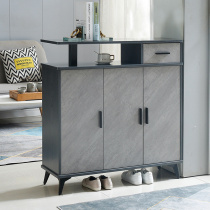 Light extravaganza New Chinese style shoe cabinet Double face door Hall Grey Xuanguan Partition Solid Wood Free Lacquer Minimalist Modern Suction Film Nordic