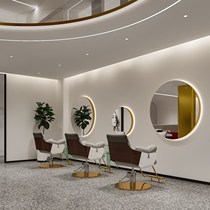 Hairdresser mirror table hair salon special single mirror tide hanging wall hot dyeing area barbershop round mirror with light backlight