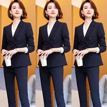  Sales department overalls female high-end professional suit Temperament goddess Fan formal suit Navy blue suit suit female