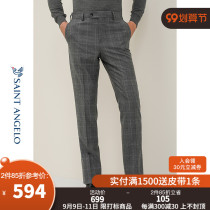Happy bird 2021 new mens plaid business casual straight suit pants wool gray professional dress pants