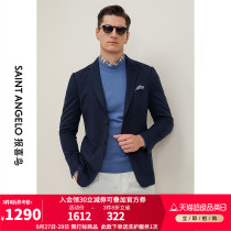 Happy bird mens flat barge collar business dress single suit jacket wool slim two buckles suit jacket men