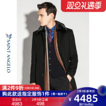 Happy bird 2019 Winter new men Business Leisure long woolen coat fur collar warm mulberry silk coat