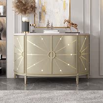 American light luxury solid wood entrance cabinet Living room locker Semi-circular arc restaurant side cabinet Decorative cabinet Shoe cabinet spot