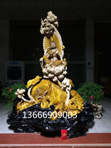 Golden Sina Nan root carving ornaments six arms five Lotus Guanyin wood carving Taihang Cliff beauty with the root art flower stand
