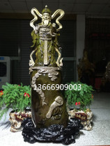 Shen wood ornaments Jinsi Nan wood carving leaflets Jinnan fortune figure products crafts cliff Cypress Guan Gong Guanyin