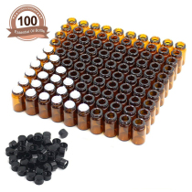 Hot sale 50 hundred mini sample bottles 1 to 5 ml transparent brown glass empty bottle essential oil perfume bottle