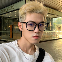 Japanese square frame glasses black thick edges no makeup Korean version of the trendy mens flat mirror with myopia big fat face thin anti-blue light