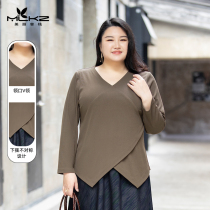 Pro-skin elasticity ~ big code high-end womens clothing fat mm foreign air trendy cut-age-knitted sweatshirt spring dress with hidden meat