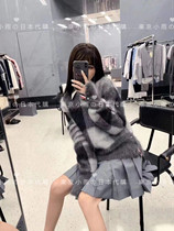 Thom Browne sweater 21 TB classic plaid pullover round neck mohair loose sweater for men and women