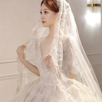 French wedding dress 2021 new bride main yarn luxury heavy industry trailing dress Princess style winter long sleeve