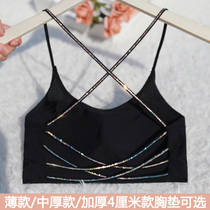 Sling beauty back small vest Ice Silk tape gathering summer anti-light wrap chest belt chest pad with drill girl breast bra underwear