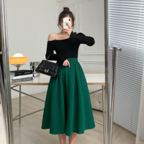Honey MT (nobleman) design feel pleated umbrella skirt French high waist thin black skirt