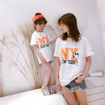 Special price does not return the parent-child clothing mother and child Summer men and women Korean short sleeve T-shirt children cartoon top