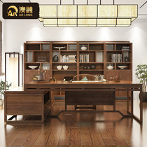 New Chinese office desks and chairs combination simple modern high-end president large-scale office furniture solid wood boss table