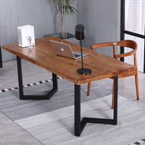 Nordic solid wood double large board desk Desktop computer desk Simple modern desk Household calligraphy and painting table Long table