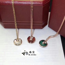 S925 sterling silver amulet necklace White fritillary red agate malachite women choker round pendant