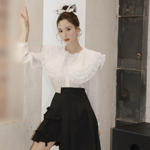 SOMESOWE official authorized double doll collar shirt female autumn long sleeve design sense niche temperament top