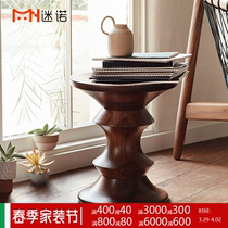 Nordic Solid Wood Designer Furniture Walnuts Wood Bench Side A Few Xuan Guan Changing Shoes Stool Casual Little Tea Corner Round Foot Mound