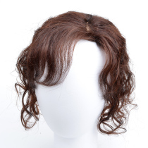 Real hair hair repair head top fluffy cover white hair Realistic hair repair block incognito invisible female wig Long curly hair wig piece
