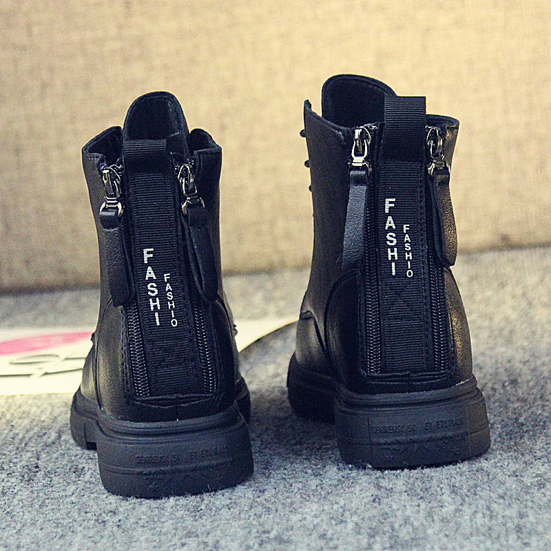 2019 Winters new Korean version of the 100-dress Martin boots womens double zip casual womens boots trend short boots plus plush thick