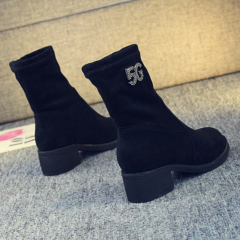 Short boots womens 2019 new Korean version of the 100-line elastic cloth casual womens boots trend net red thin boots womens Martin boots