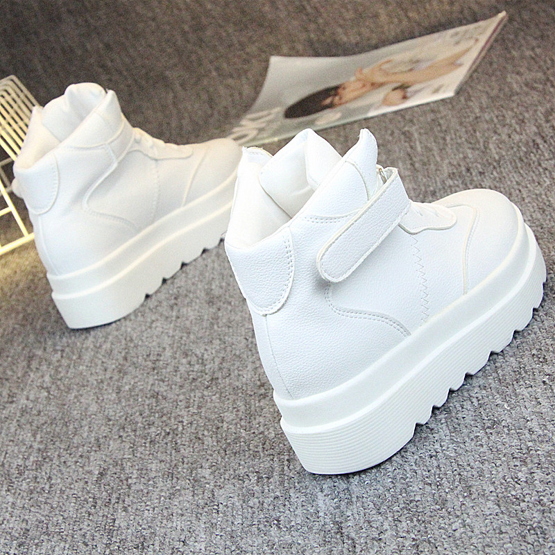 Autumn and winter new high-help shoes womens thick-soled high-heeled sneakers white casual shoes hip-hop hip-hop Harajuku womens board shoes