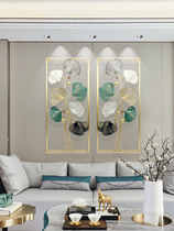 New Chinese wall decoration Wall hanging ginkgo biloba entrance Modern decoration Light luxury metal wrought iron living room decoration wall pendant