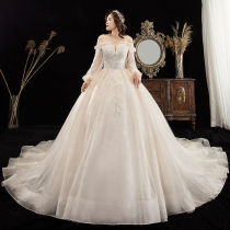 Main wedding dress 2021 new bride size fat mm 200 large slim luxury Mori long tail