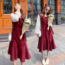 First-line Brands Discount Withdrawal Cabinet Foreign Trade Womens Bottling Gestation Womens Clothing Fall Fake two bow tie-in-long dress skirts