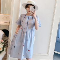 Maternity clothing foreign trade discount mall counter withdrawal of the cabinet cut the standard womens tail clearance large size net red summer dress