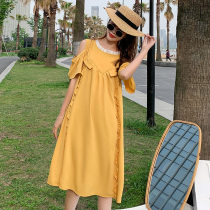  Maternity clothes foreign trade discount mall counters withdraw cut standard womens tail goods clearance Chiffon off-the-shoulder mid-length dress
