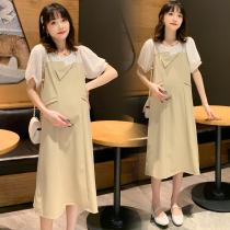 Pregnant womens foreign trade discount store mall counter withdrawal cabinet cut mark Womens clearance Net red temperament thin dress tide