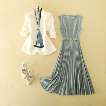 Haute Couture Womens Suit Professional Suit Skirt Commuter Simple Dress OL Set Pleated Vest Skirt Two-Piece Set