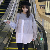 Angel mommy ~ maternity clothing spring and autumn casual fashion sweater shirt striped loose large size pregnant womens top