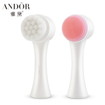 Double-head wash facial cleanser soft hair silicone brush head deep pores cleaning blackhead face manual face washing artifact