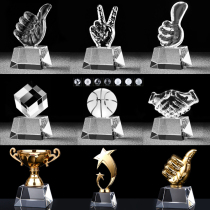 Crystal mini glass trophy custom made kindergarten children thumb veterans five-pointed star honor memorial