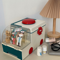 Wheat * ins creative large-capacity medical box household storage double-layer cartoon childrens medical ambulance box