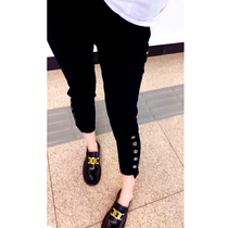 Black jeans female design sense spring autumn 2021 New High waist slim split straight tube 8 points pants tide ins