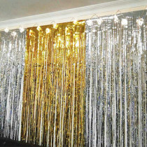 Rain silk curtain flower tassel ribbon birthday layout background wall gold and silver laser National Day event stage decoration