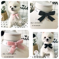 Pet cat dog handmade jewelry Couple fashion personality letters Korean velvet bow bell collar necklace