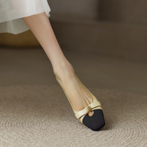 Givenivan can be casual woman ~ butterfly knot temperament square head single shoe female spell coarse heel high heel shoes 5cm