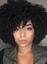 Factory wig European and American black curly hair wig female explosion head high temperature silk chemical fiber headgear a generation of hair