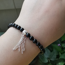 Hui Islamic worship supplies Tesbiha 33 black agate fine bracelet Silver beads Liu Su rosary beads praise beads