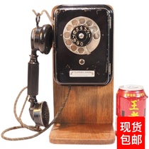 Western antiques 1920 left and right old style rotating dial telephone wall mounted telephone metal shell nostalgic old ornaments