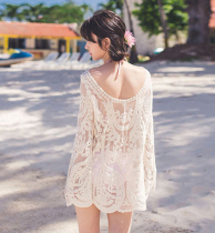 Can go to the seaside hollow sunscreen jacket lace bikini take Swimsuit Beach hot spring gown female mesh